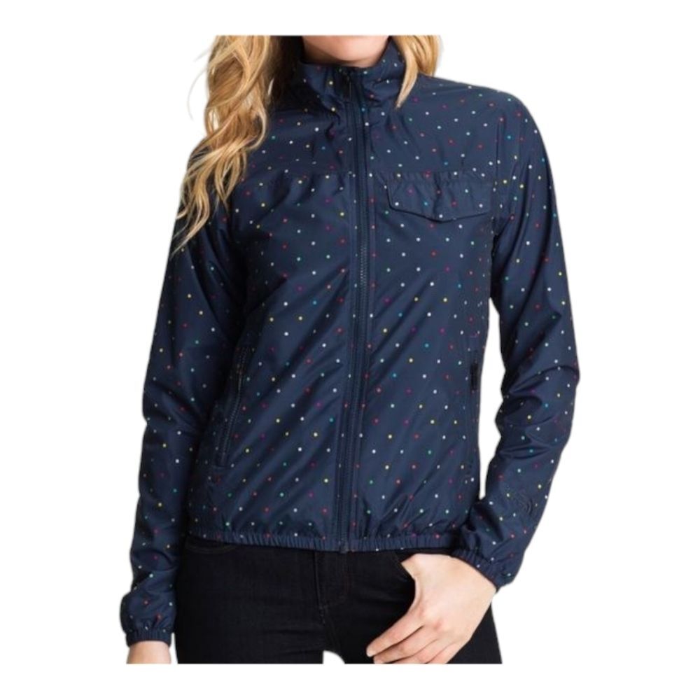 The North Face navy blue poka dot jacket/windbreaker.  Women's size medium.
